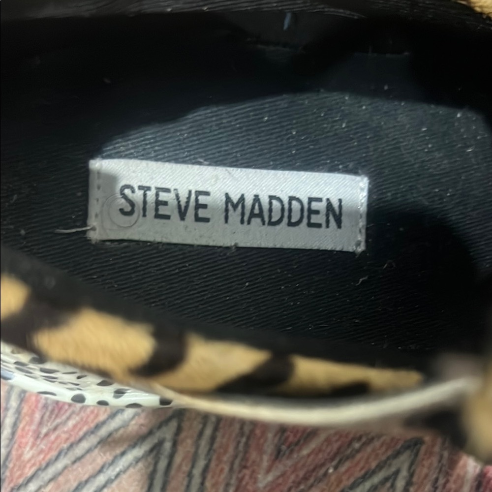 STEVE MADDEN Cliff Sneaker Leopard Hide Print w/ Black Gold leather Accents sz7 - Picture 6 of 6